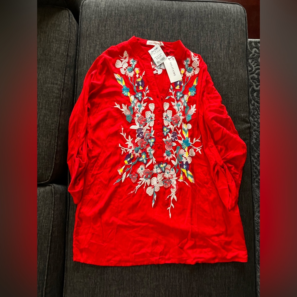 Floral Embroidered Tunic Shirt